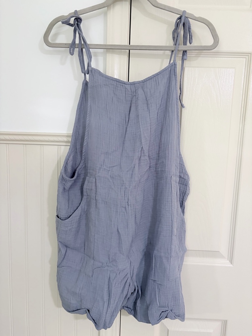 Light Blue Tie-Strap Women's Romper